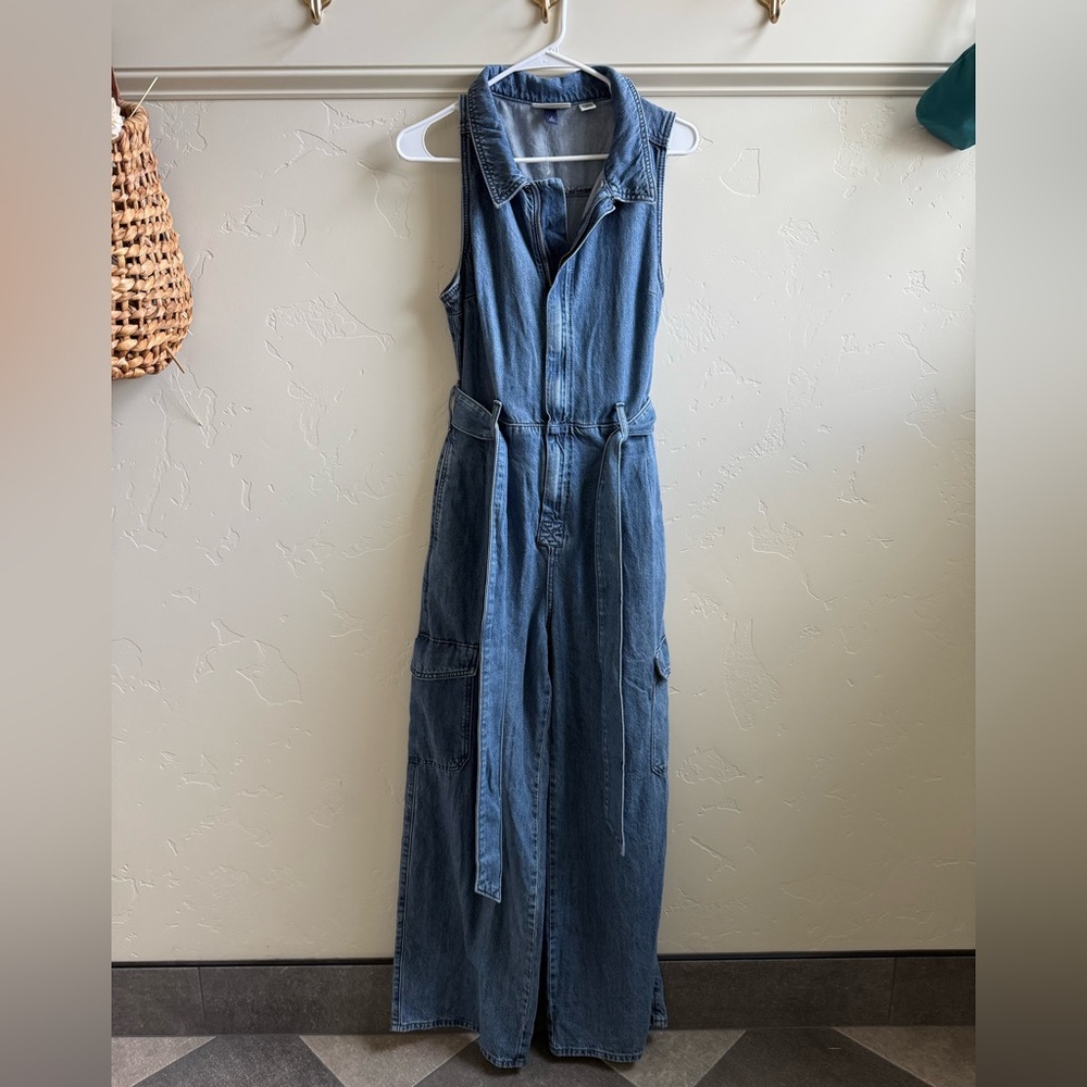Denim cargo jumpsuit